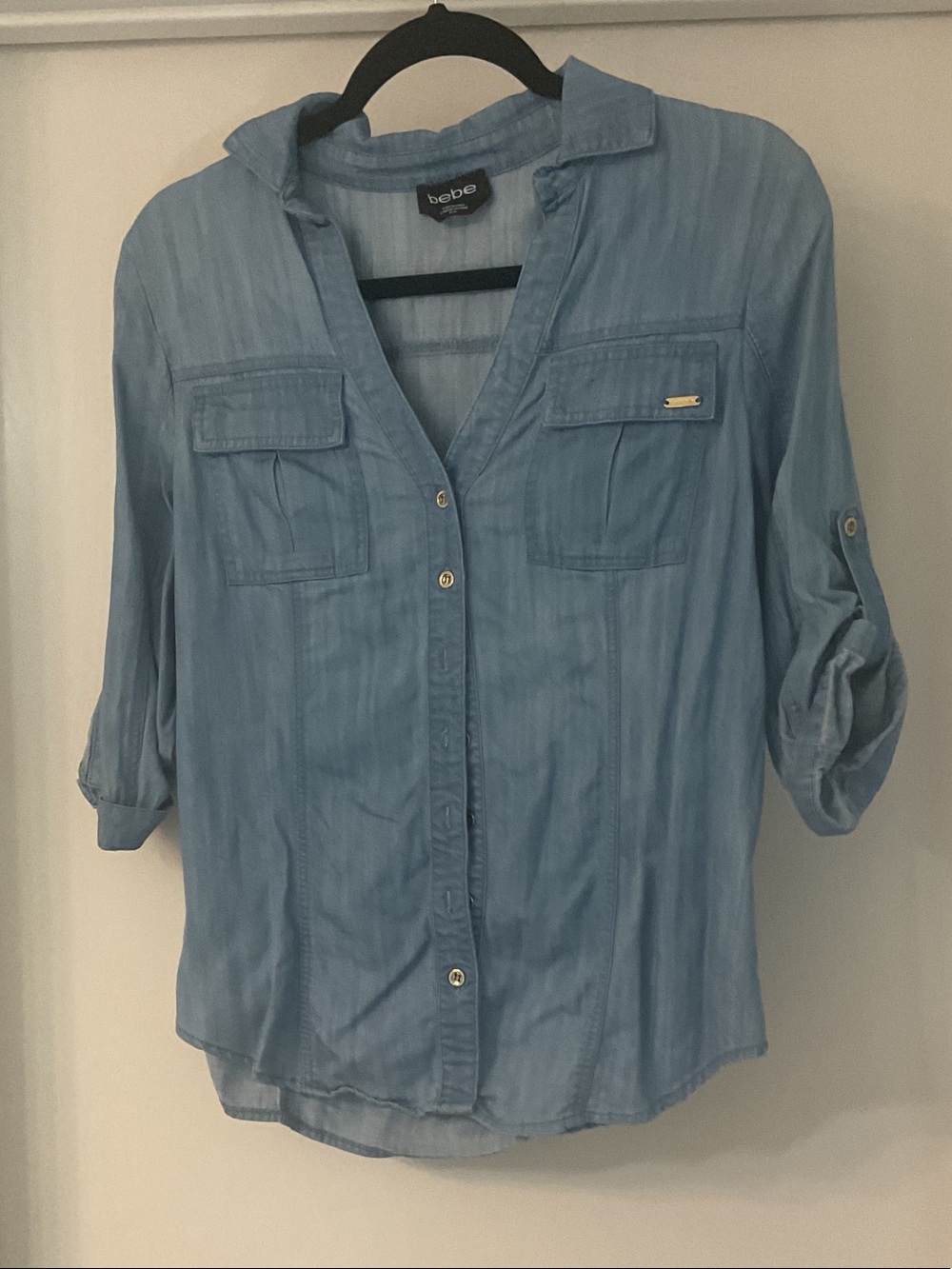 bebe Light Blue Button-Down Shirt